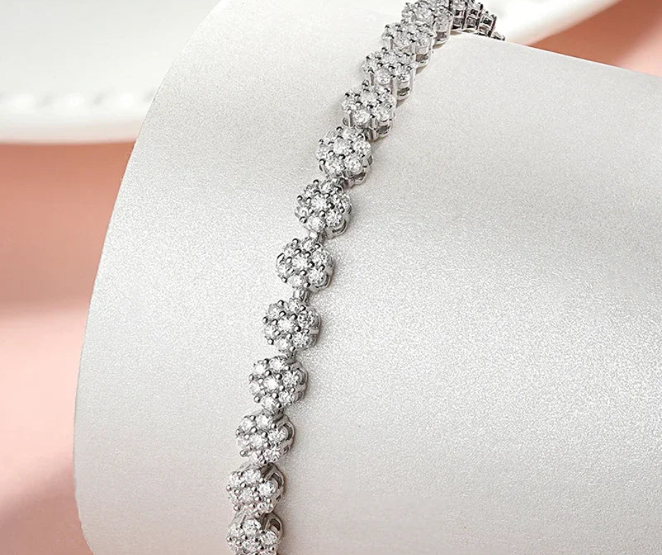 Radiant Bloom Diamond Tennis Bracelet